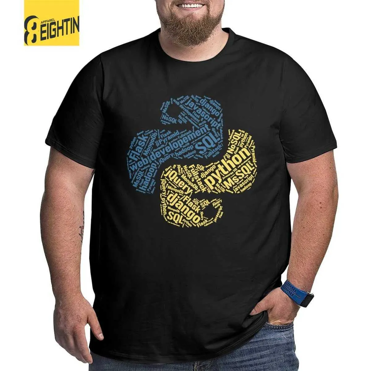 T-shirts masculins Men Python Programmer T-shirts Développeur de logiciels informatiques coder 100% coton Vêtements à manches courtes O Tee-Shirt T240425