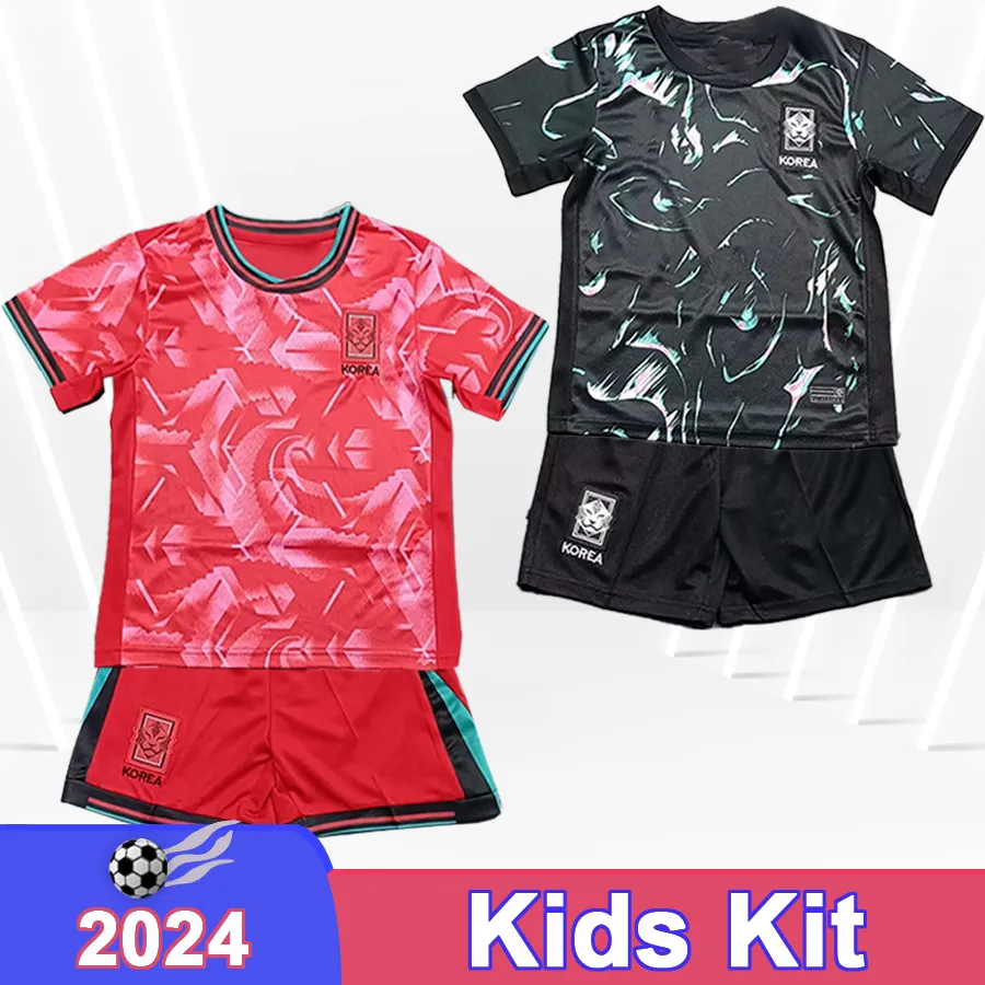 2024 Korea Kids Kit Soccer Jerseys National Team H M SON J S LEE I B HWANG Y G KIM M J KIM Home Away Child Suit Football Shirt Uniforms