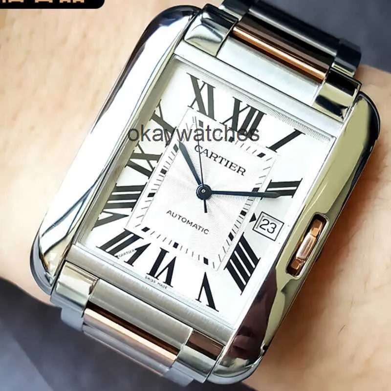 Dials Working Automatic Watches carter New TANK Tank Square 18K Rose Gold Mechanical Watch Mens W5310006