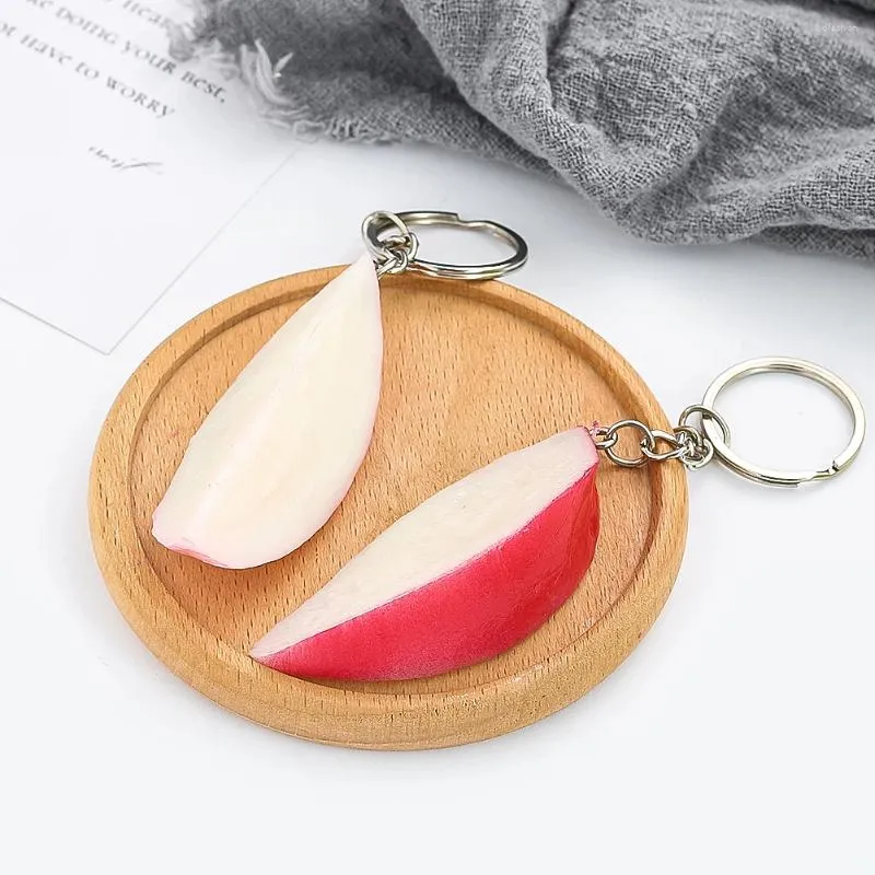 Keychains PVC Apple Food Keychain Simulatie Verse fruitactiviteit Geschenk hanger auto sleutelhangtas hangende accessoires leuke sieraden groothandel