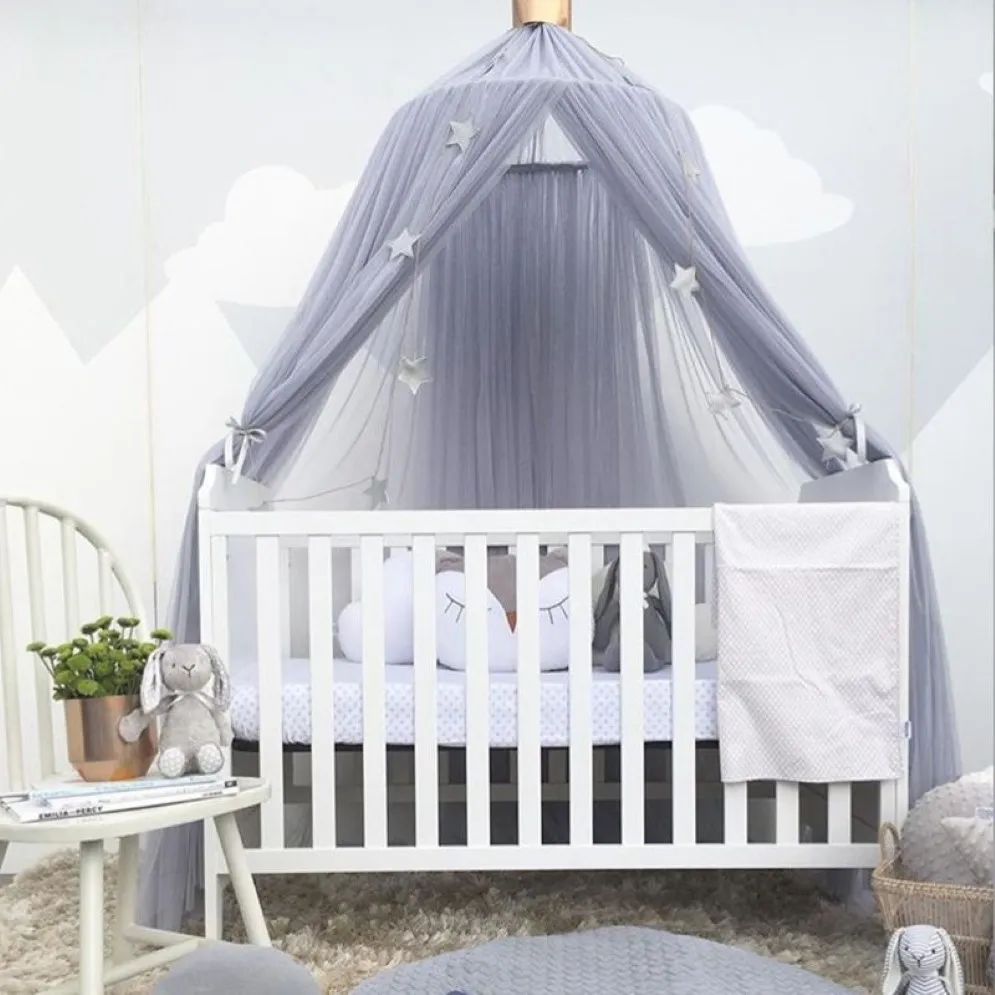 Baby Mosquito net z łóżkiem z baldachimem wokół kopuły Mosquito Net Crib Namiot wiszący dla dzieci Dekoracja pokoju dziecięcego Pogra2590