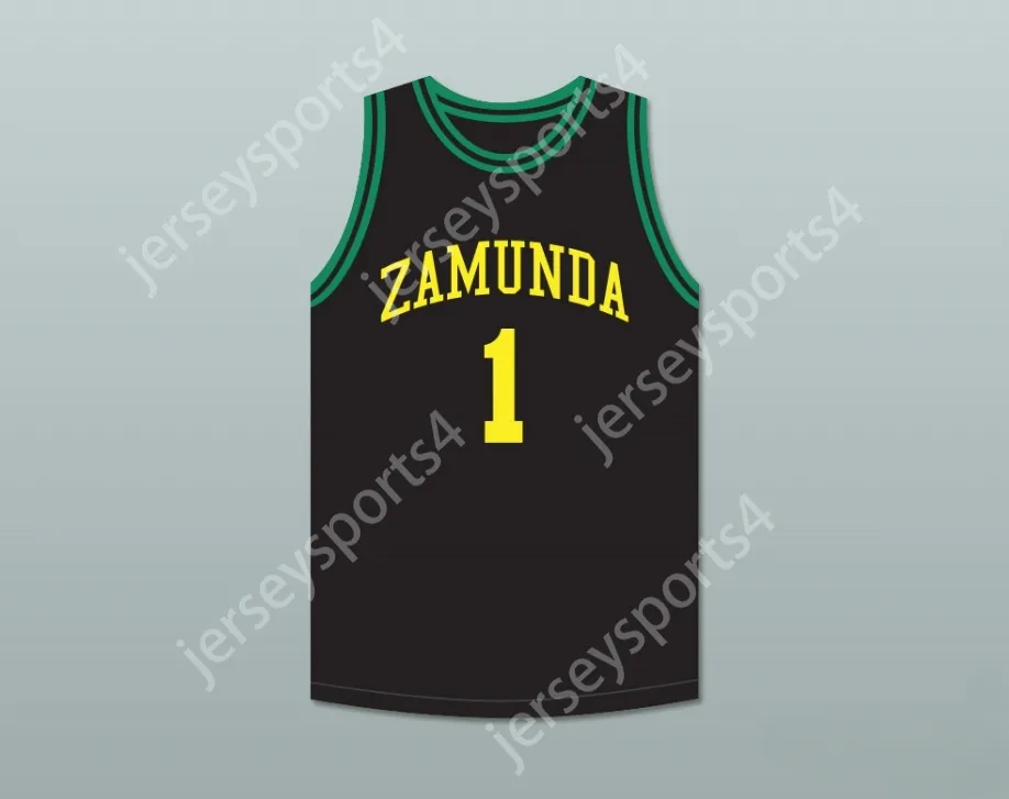 Custom eine Namensnummer Herren Jugend/Kinder Prinz Akeem Joffer 1 fiktives afrikanisches Land Black Basketball Trikot Top S-6xl