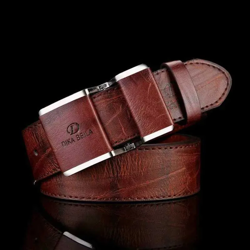 Belts 2023 New Mens Belt Korean Fashion Smooth Buckle Business Casual Belt Mens Trouser Designer Luxury Brand Belt Q240425