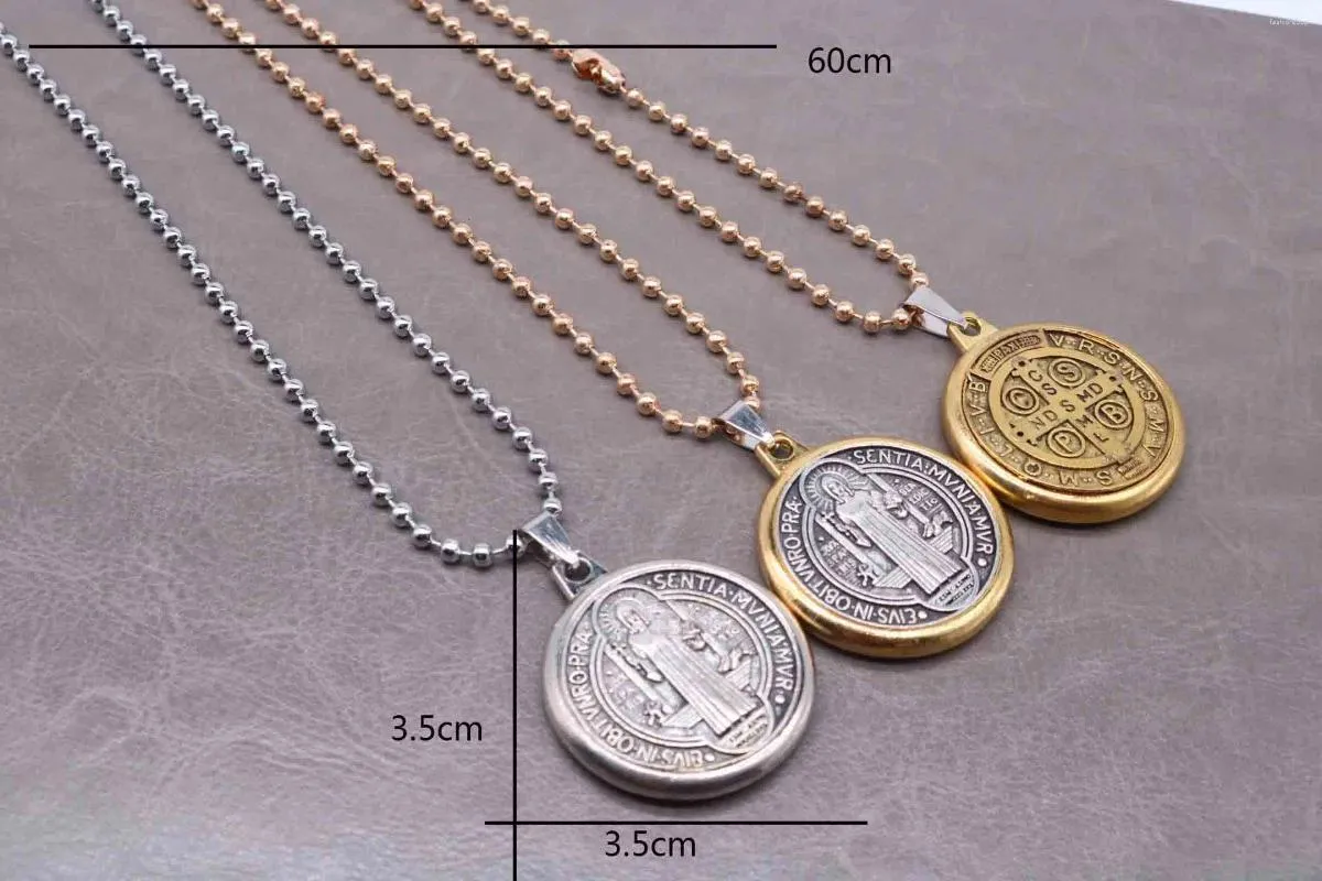 Colliers pendentifs Collier croix du Christ religieux St. Benedict.Fashion Rose Jésus Cross.Collier perlé