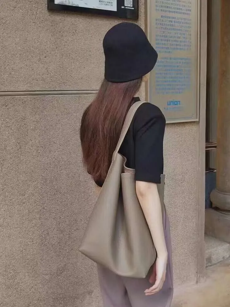 Tote The Pending Row Bag Lazy Dong Jie stor kapacitet One Shoulder Handheld Cowhide Bucket Tote Womens Bag 2 3Z88