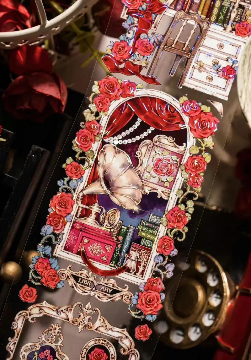 Gift Wrap Vintage Red Rose met het aroma van boek Washi Pet Tape voor kaart maken Decoratie Diy Scrapbooking Plan Stickers