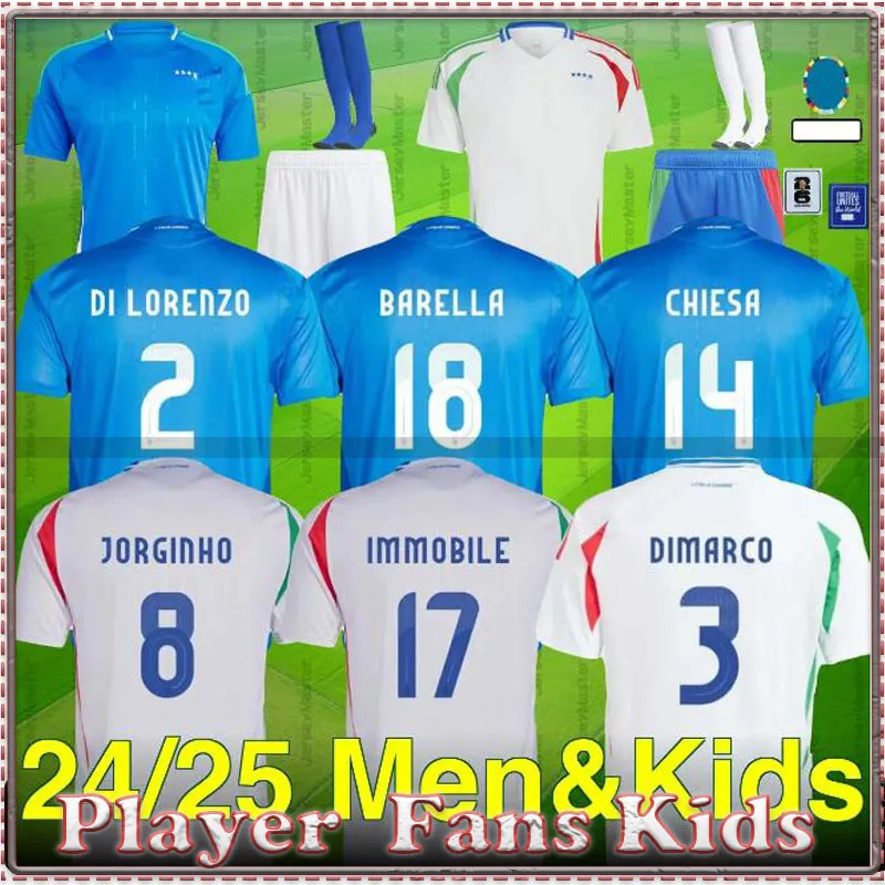 Soccer Trikots Italienisch 2024 Euro -Pokal Nationalmannschaft Baggio Italia Jersey Verratti Chiesa Vintage Jorginho Fußballhemd Barella Maldini Kids Kit Kit