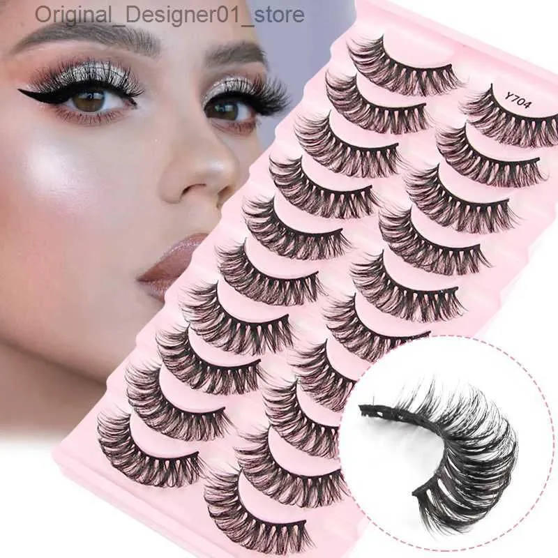 Faux cils Shidishangpin 3/5/10 Double faux cils Maquiagem Soft Artificial vison peau réutilisable Natural Fluffy Half Cils Makeup Produit Q240425