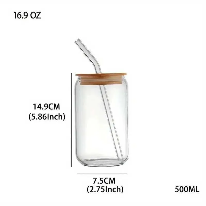 Tumblers Pink And White Flowers16oz Clear Drinking Glass With Bamboo Lid Straw Drink Juice Can Bottle Summer Drinks Cup H240425