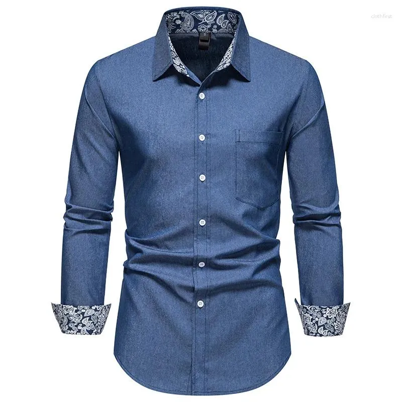 Camisas casuais masculinas Button Button Up Shirt Men Chemise Homme 2024 Marca Slim Fit Slave Mens Dress Dress Business Trabalho com bolso