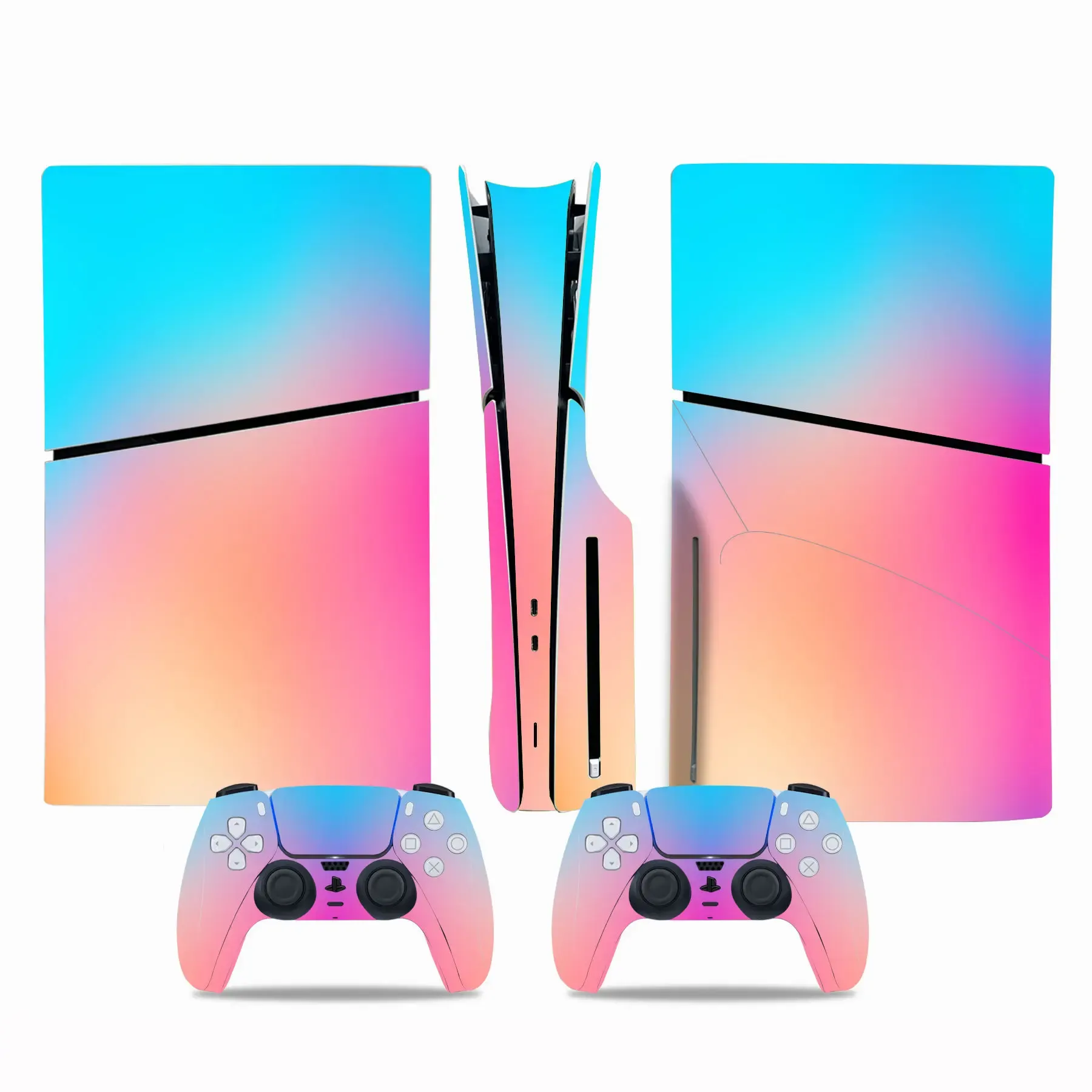 Stickers for PS5 Slim disc Skin Sticker for Console and 2 Controllers Full Wrap Vinyl Decal Protective Cover Faceplate