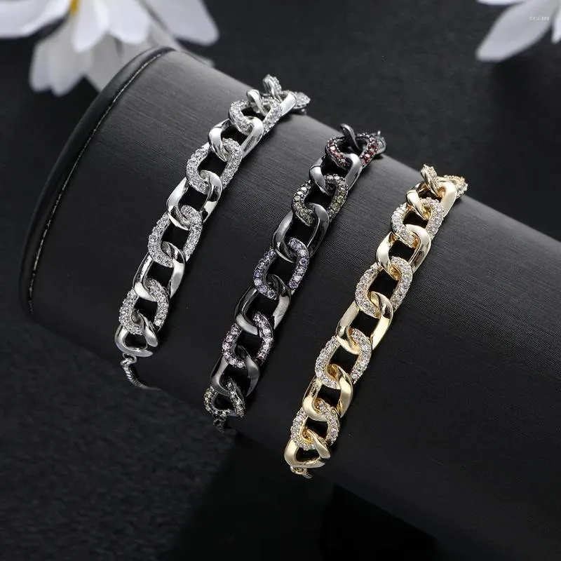 Charm Armband Luxury Link Chain Bangles Cubic Zircon CZ Vintage Bohemian Cuff For Women Femme Fashion Jewelry B040