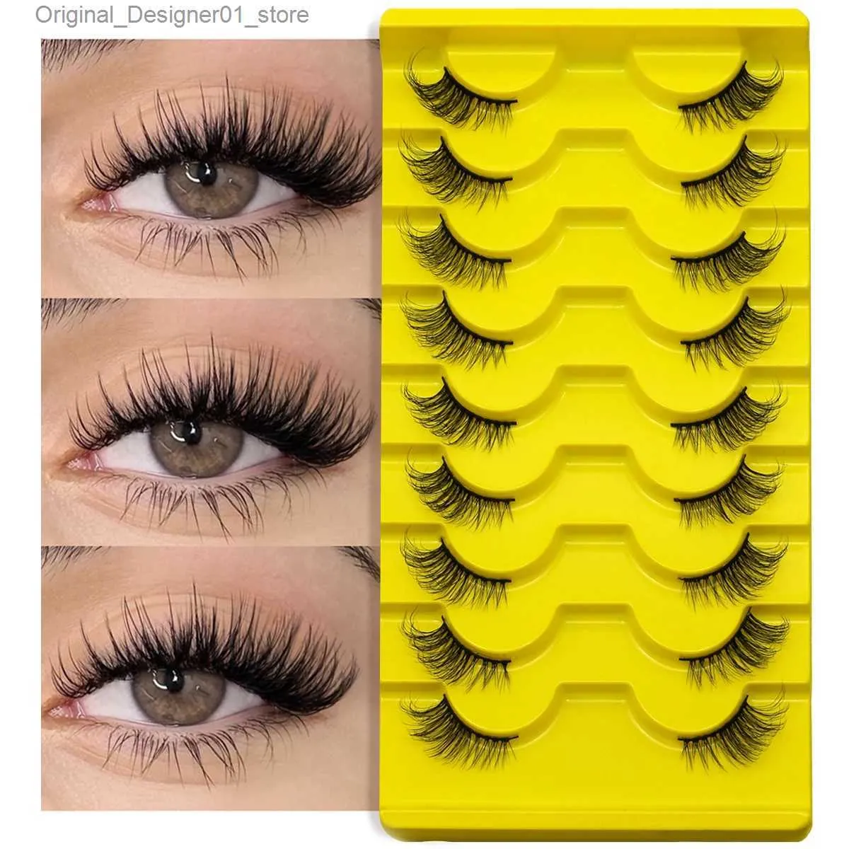 False Eyelashes Groinneya Half Eyelash 5/7/10 Piars Half Eyelash Soft Natural Cat Eyelash Makeup Tool False Eyelash Extension Fluffy Artificial Roll Q240425