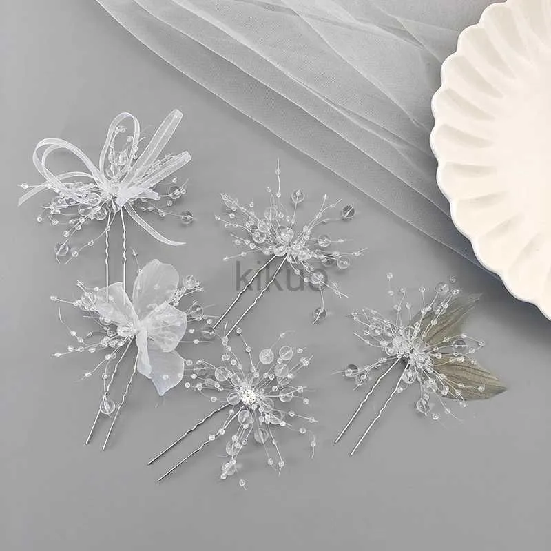 Bijoux de mariage Bijoux Bridal Rimestone Hairpin Pearl Hair Sticks Handmade Tiara Bride Coiffes Coiffes Pins Décoration de tête Maridings Accessoires Hair D240425