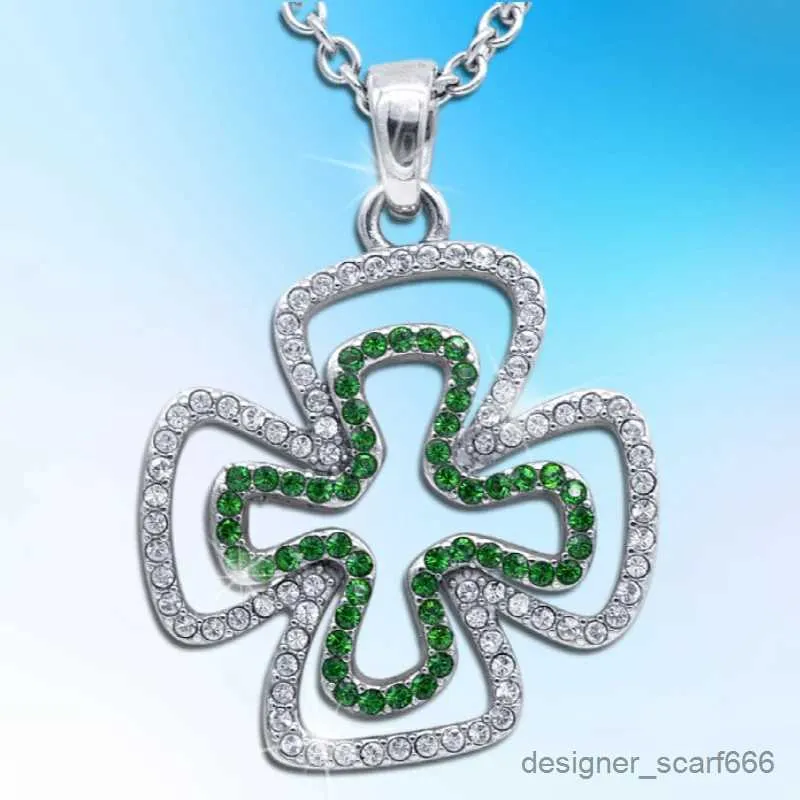 Collane con ciondolo Moda reddito dominante collana a due foglie bianco verde gioielli ragazza quadrifoglio regalo_voghion.com