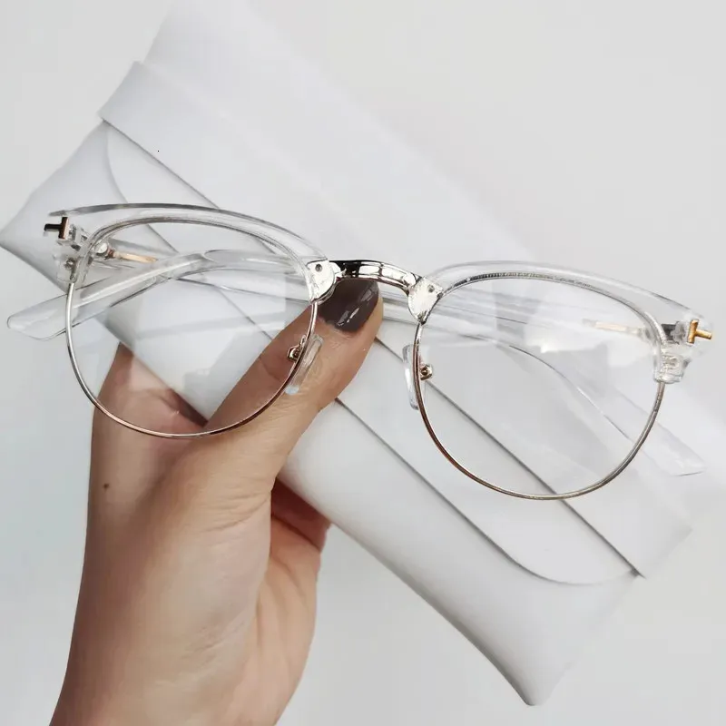 2023 Half Metal Women Glasses Frame Men Eyeglasses Vintage Squareclear Optical Spectacle SPECTACLES 240424