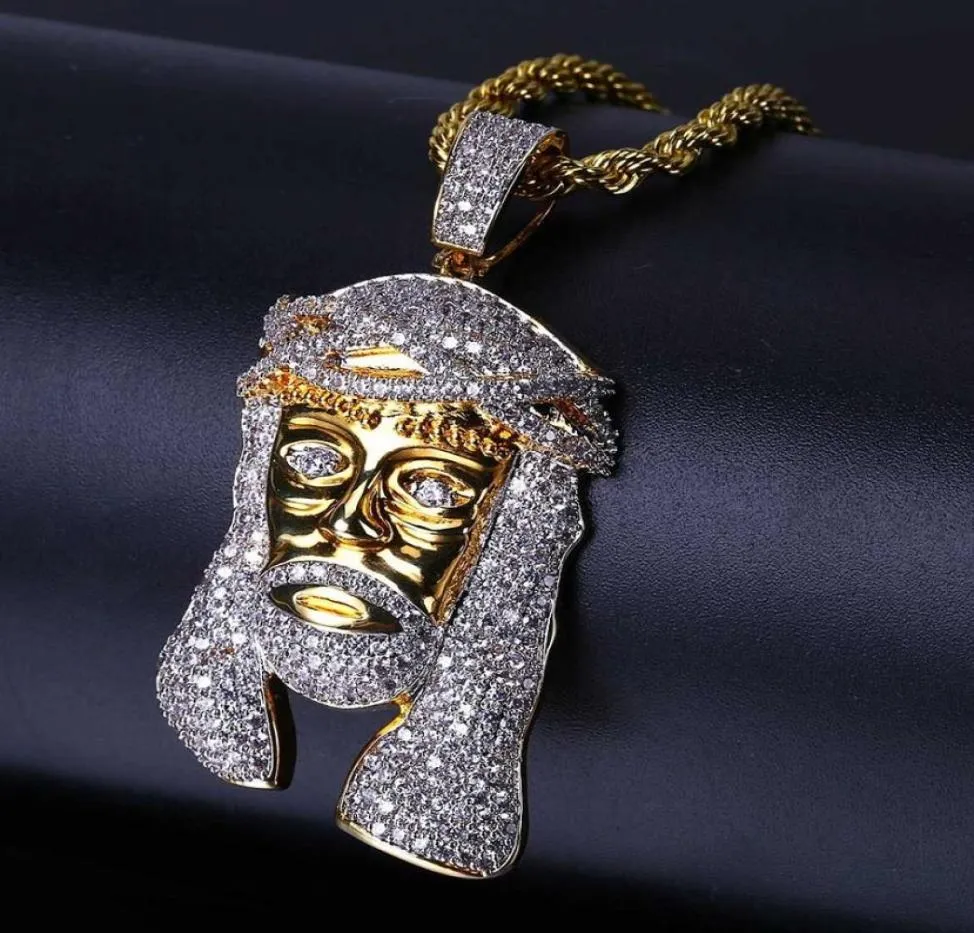 Bijoux hip hop de haute qualité Men de Jésus Pièce Collier Pendant 18K Gold Plated Chain Designer Iced Out Mens Rap Rock Colliers Rock4372377