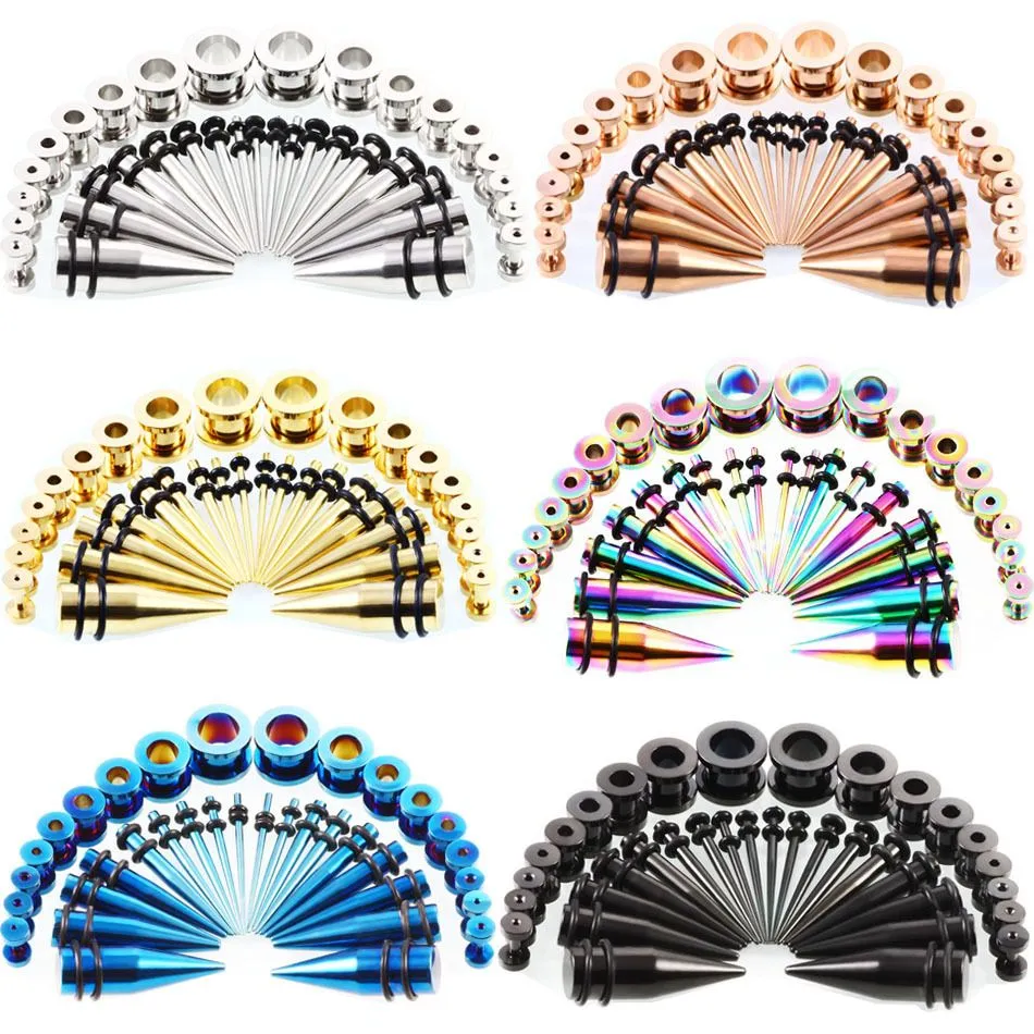 Wholesale Wholesale 36P Stainless Steel Ear Gauges Plugs and Tunnels Stretching Kits Flesh Tunnel Expansion Body Piercing Jewelry