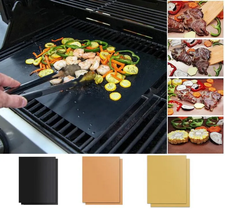 Återanvändbar nonstick BBQ Tools Grill Mat Pad Bakning Bärbar Portabel utomhuspicknick Matlagning Grillplatta Ugn Tool Party Accessories5865496