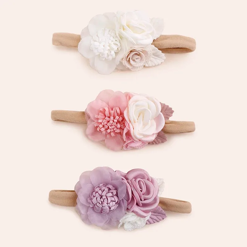 Accessories Flower Pink Purple White Gentle and Elegant Color Series Brown Pink Morandi Color Series Girl Baby Girl Handmade Nylon Headband