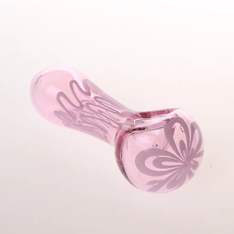 Розничная торговля в складе L10.5 см розовый цвет цветочный стиль табак курить ручная труба/курящая стеклянная труба/обычная стеклянная табачная труба