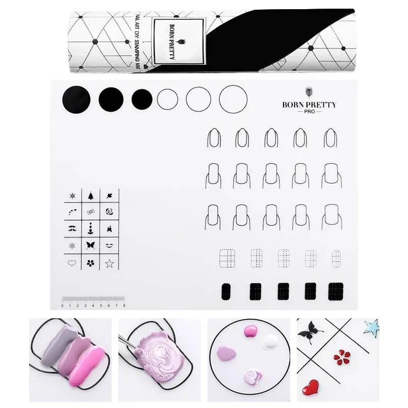 Art BORN PRETTY Silicone Acrylic Nail Practice Training Sheet Mat Manicure Liquid Acrylic Tips Application Learning Tool