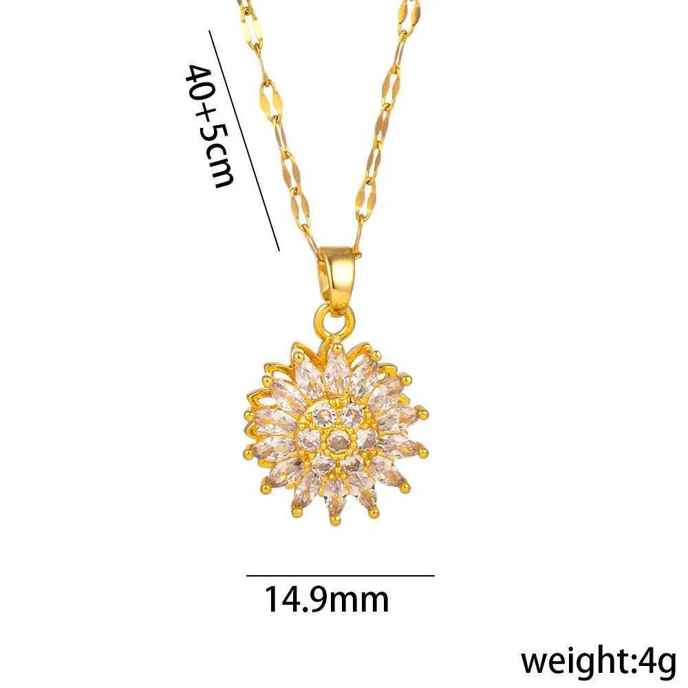 Pendant Necklaces Rotatable Sunflower Necklaces For Women 2024 Fashion Jewelry Accessories Chain Choker