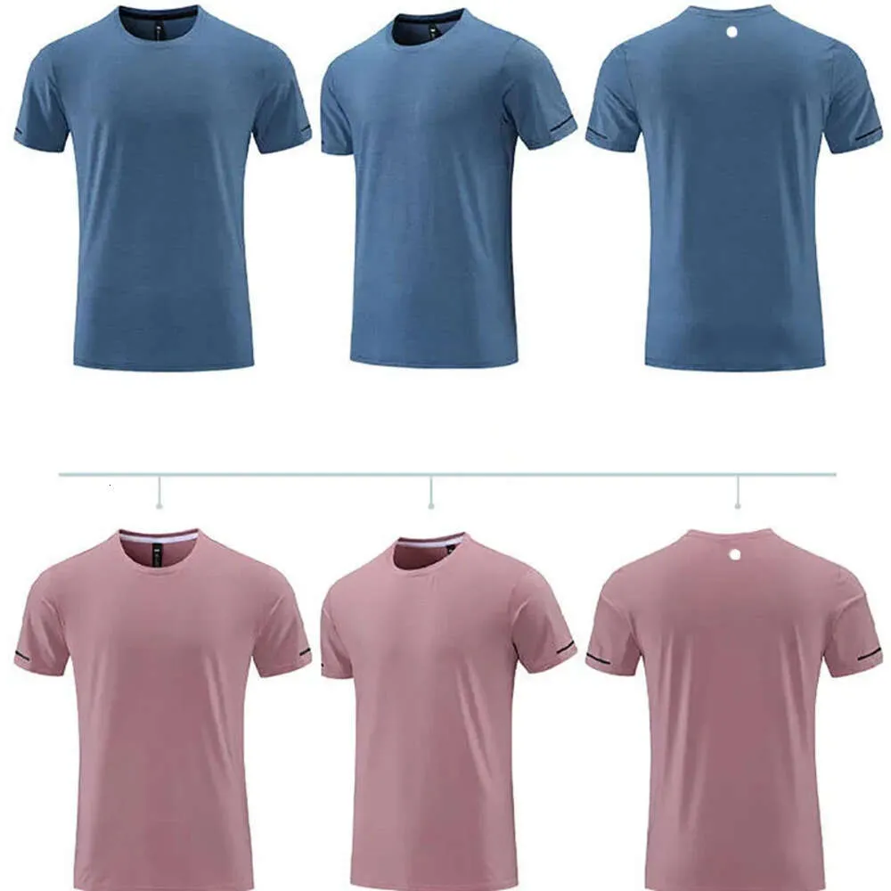 LU LU L -R661 Men Yoga Outfit Gym T shirt Exercise & Fitness Wear Sportwear Trainning Basketball Running Ice Silk Shirts Outdoor Tops Short Sleeve Elastic Breathable 573