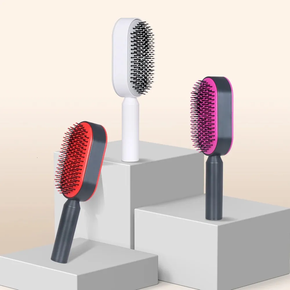 Brosse à cheveux auto-nettoyage rapide à une clé Masage Masage Peigt Hair Brush Air Cushion Détanglant les outils de style peigne de massage du cuir chevelu 240418