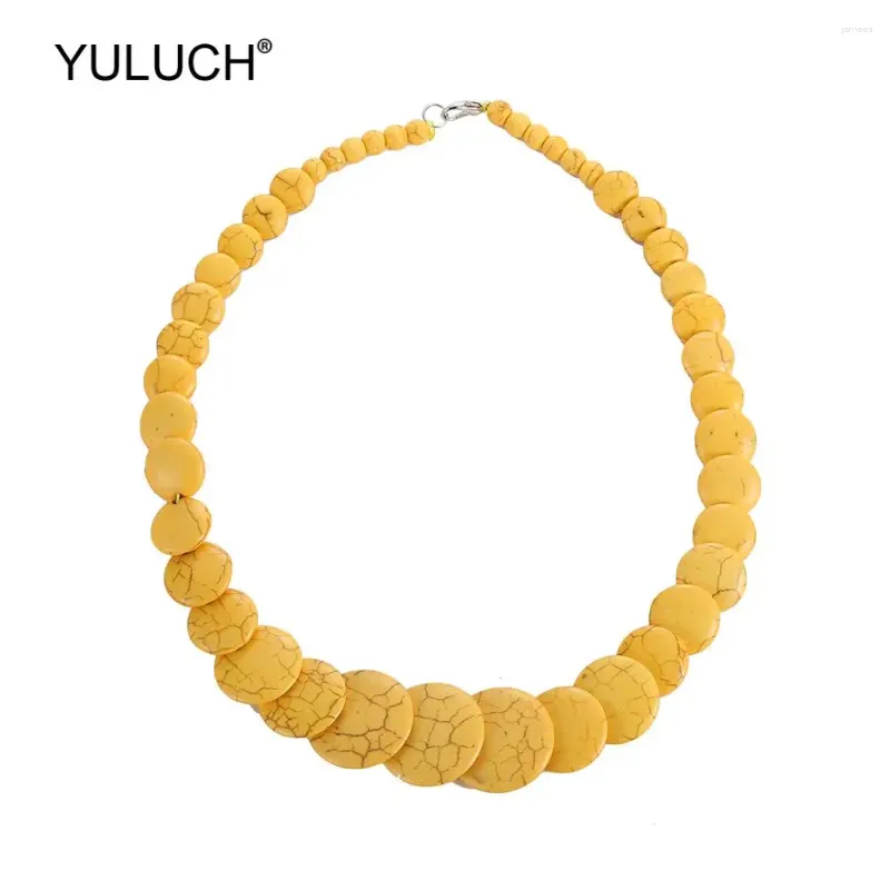 Pendants Yuluch 2024 Ethnique Africain Bohemian Stone Collier Choker Set Yellow Pink Chocker Collier Collier Femme Fashion Bijoux pour la fête