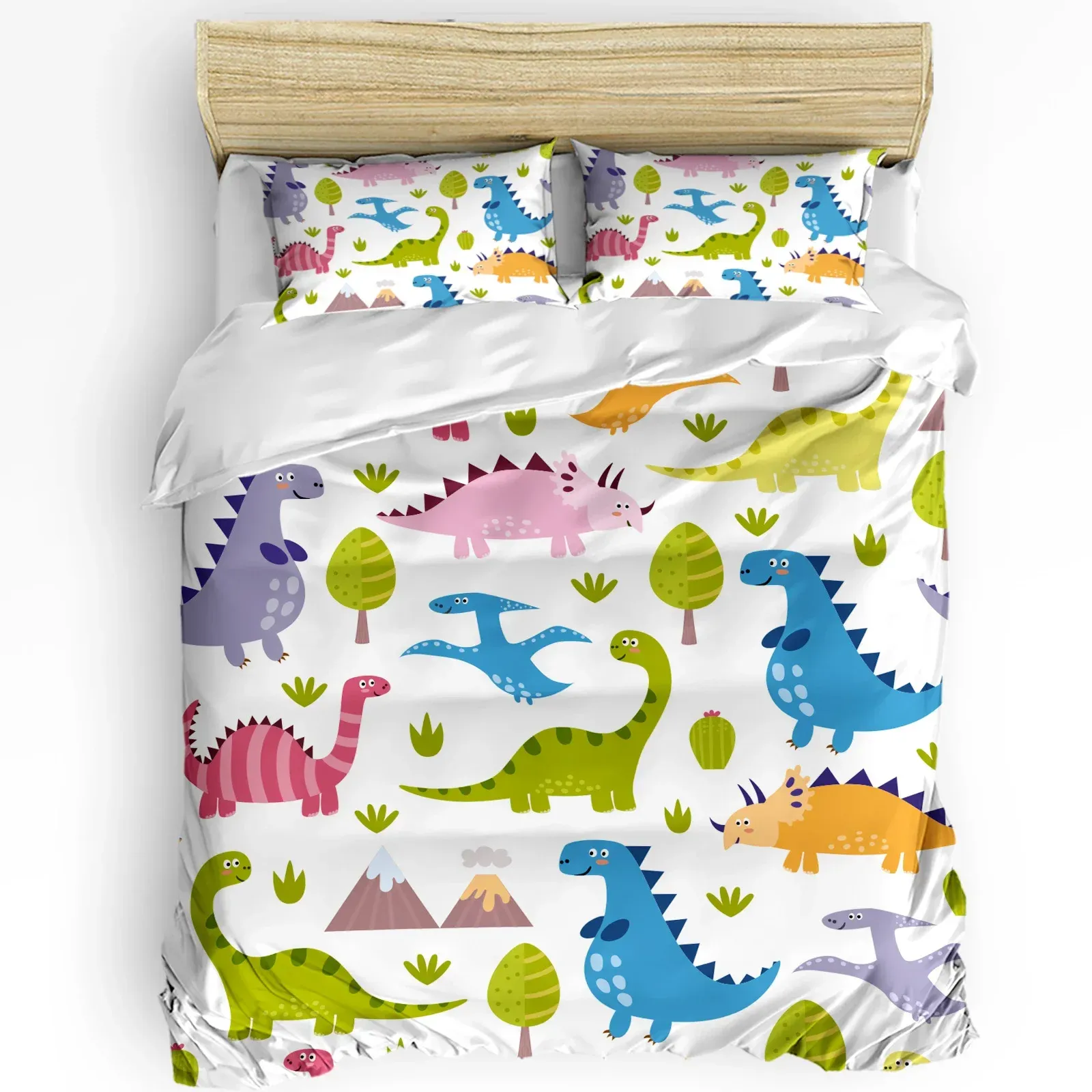 Устает каваи динозавр мультфильм белый постельный тел набор 3PCS подмолочная крышка для взрослых для взрослого стеганого одеяла для домашнего текстиля
