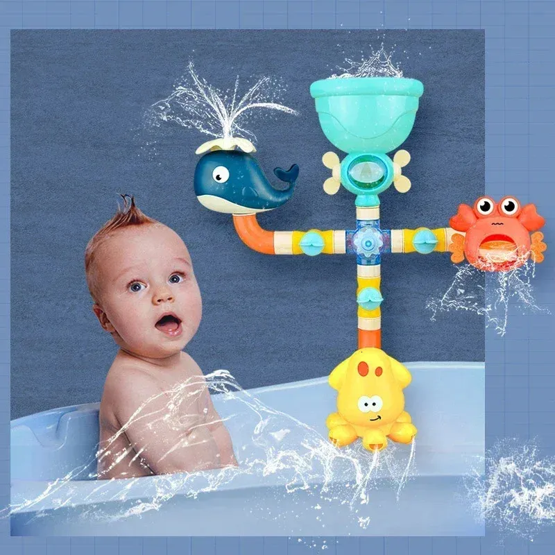 ベビーバスおもちゃ玩具ウォーターゲームキリンカニモデル蛇口シャワーを弾く水スプレースイミングバスルームのおもちゃを子供のためのクリスマスプレゼント240423
