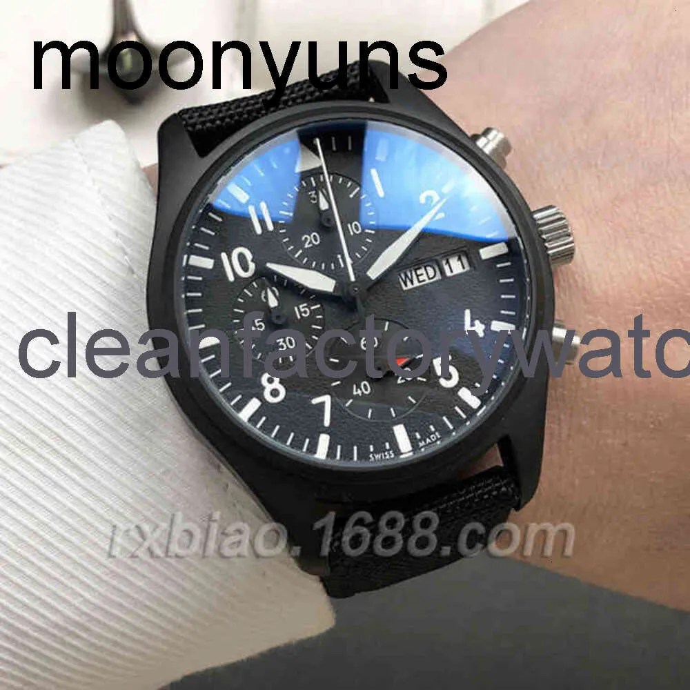 Designer IwCity Watch Hight Quality Chronograph Luxusuhren für Männer Mechanik Armbandwatch Kämpfer 3777 Pilot Top Timing Sechs Pin Luminous wasserdichte Männergürtel