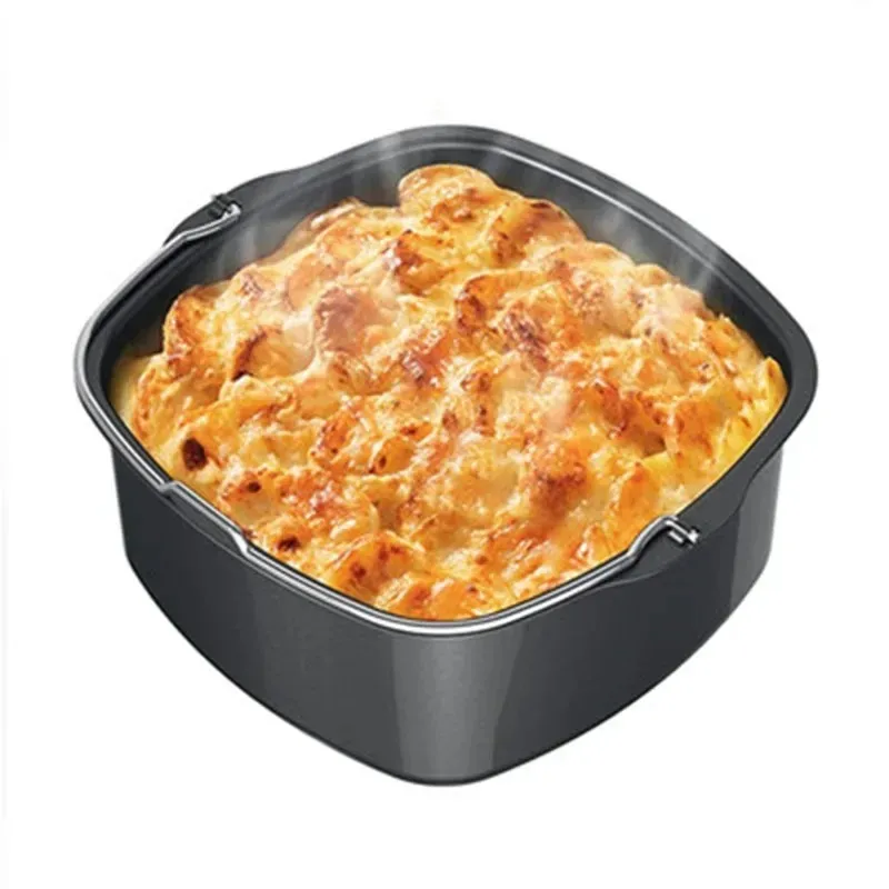 Air Fryer Accessories Square Non-Stick Cake Pizza Mold Baking Pan Oven 7/8in Home Kitchen Bar Induction Cooker Cooking Tools