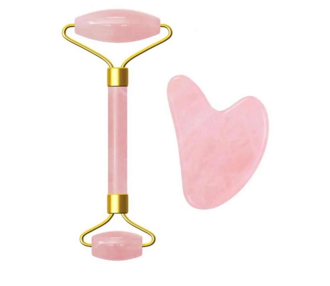 Masseur de lifting du visage Crystal Rouleau Massage facial Détente Jade Roller Stone Natural Rose Quartz Beauty Skin Tool Girl GIED229B4279525