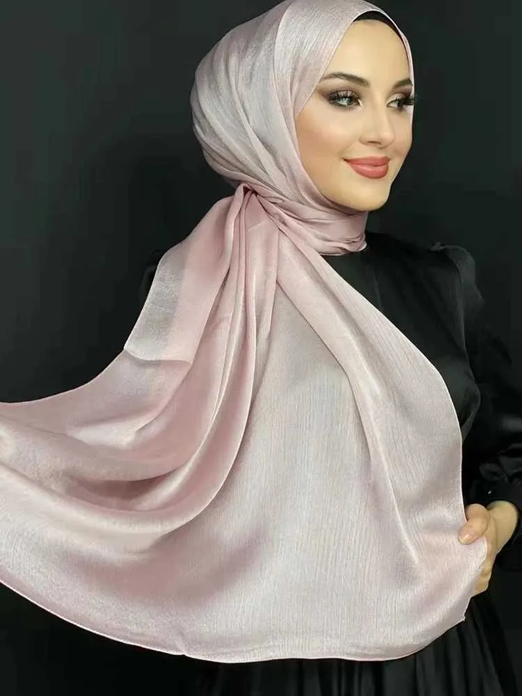 PKVN HIJABS 170*70 cm muzułmański szalik Szalk Kobiety luksus Abaya jedwabne satynowe hidżab ramadan dla kobiety abayas sukienka turban instant podkład D240425