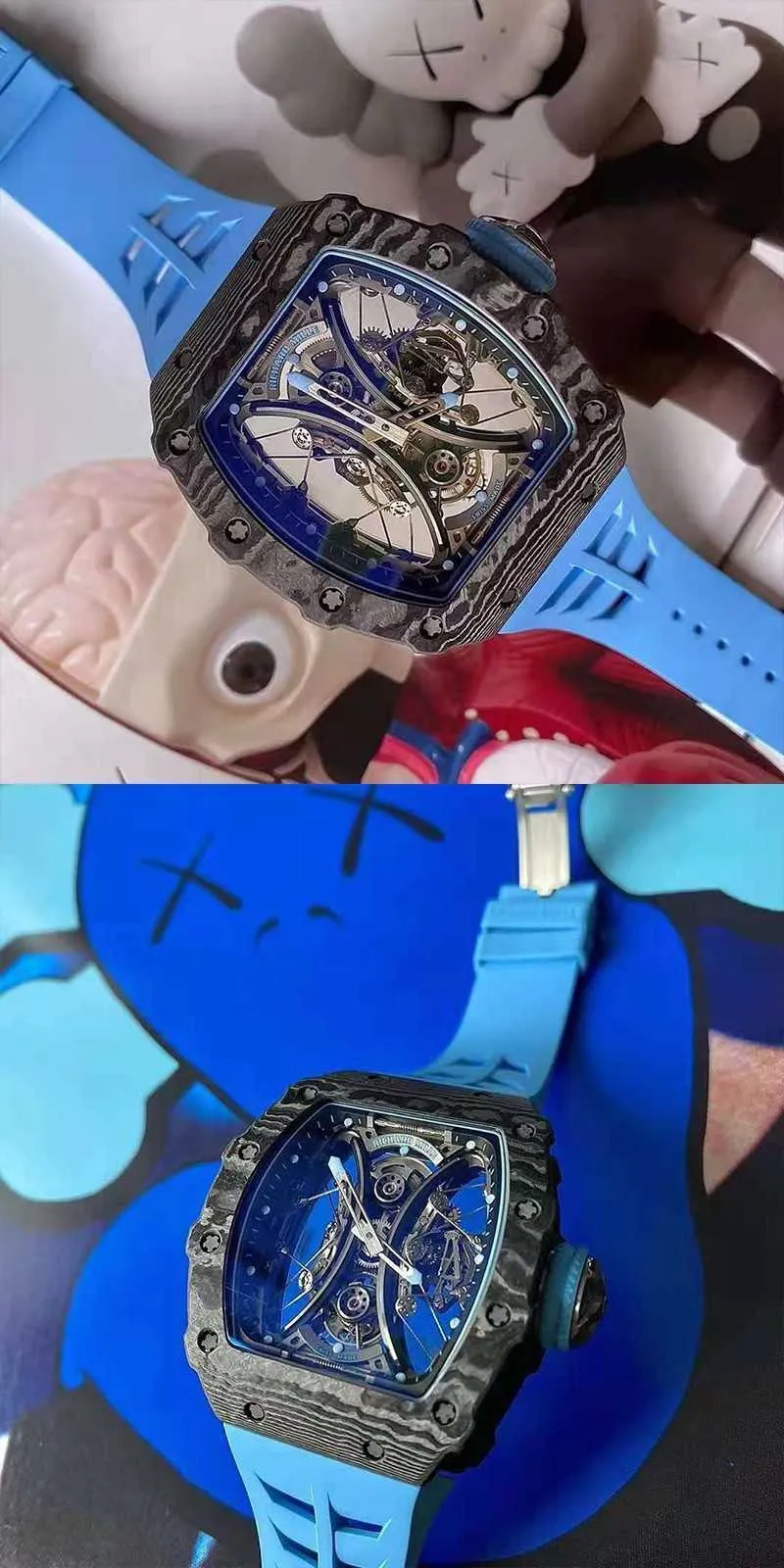 DHgate Luxury Mens Automatic Chronograph Wristwatch with Swiss Technology RM 5301 Polo Limited Tourbillon Full Hollow 4450 4994 Manual RM 1103 Red M XEIK Watches