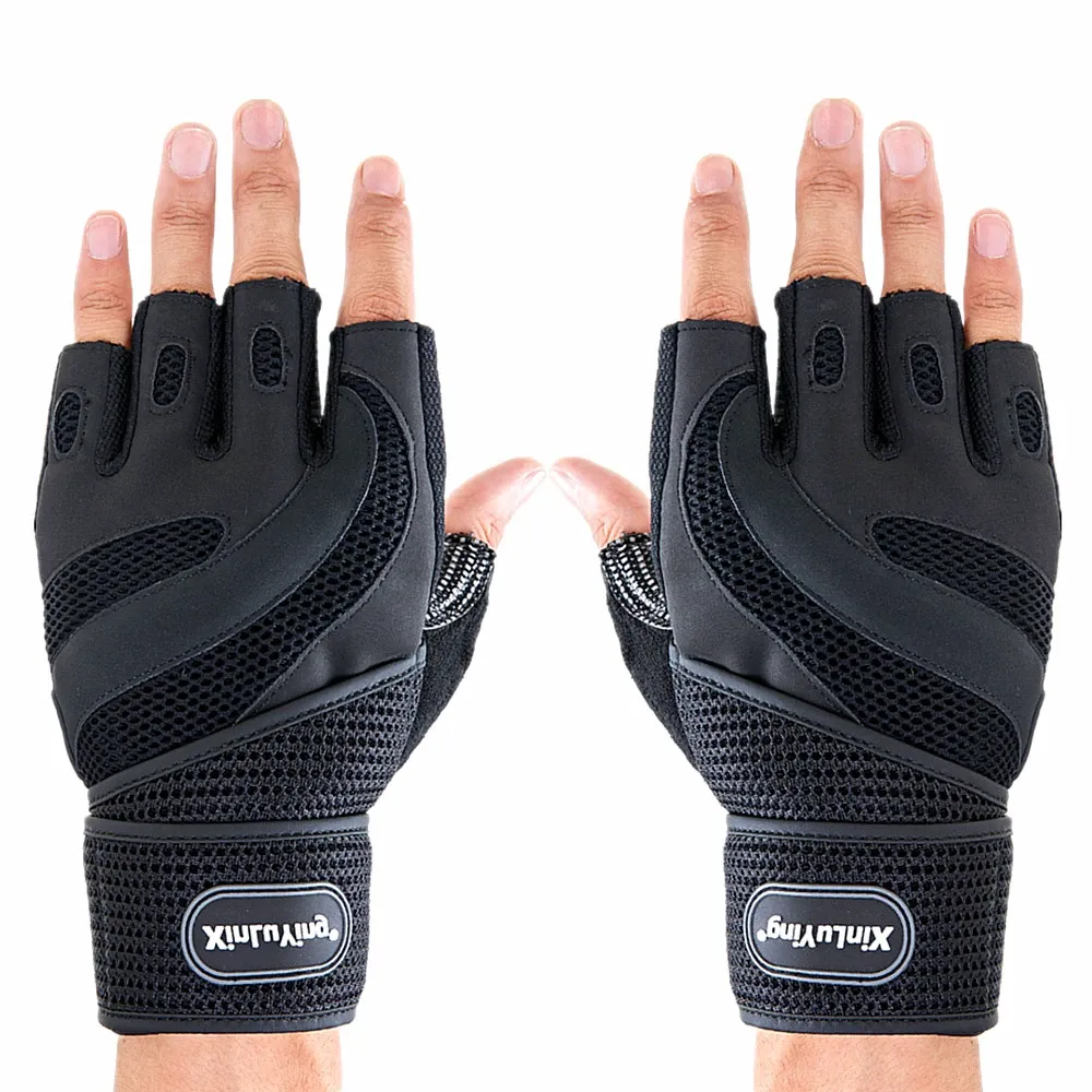 Lifting Half Finger Fitness Gloves Bodybuilding Weightlifting Crossfit Dumbbell Workout Training Breathable Gym Gloves For Man