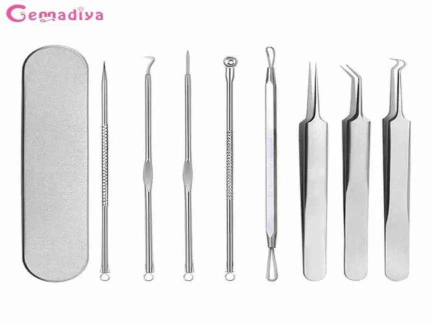 Face Care Devices SamerSless Steel Facial Blackhead Remover Naalden Extractor Puistje Blemish Comedone Removal Kit Dubbele koptool 2202253751348