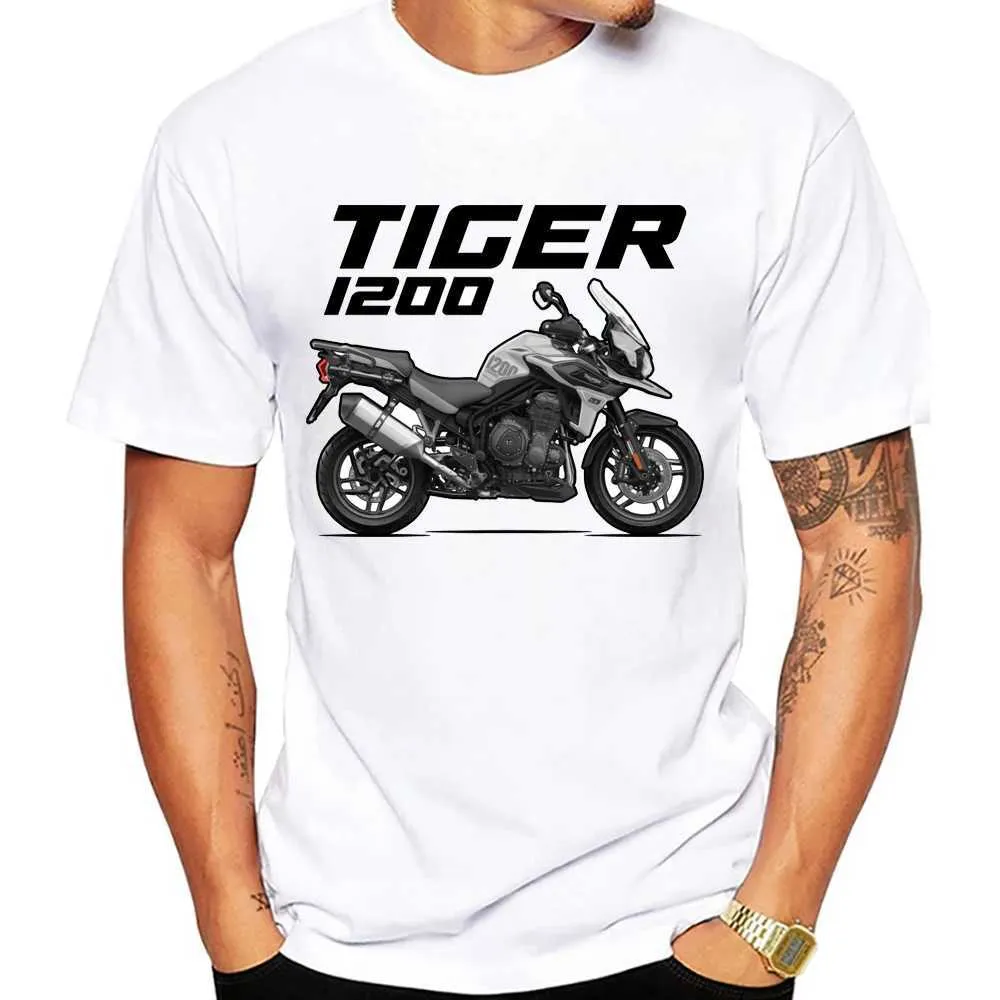 メンズTシャツTシャツDE Equitao de Motocicleta Tigre Masculino Manga