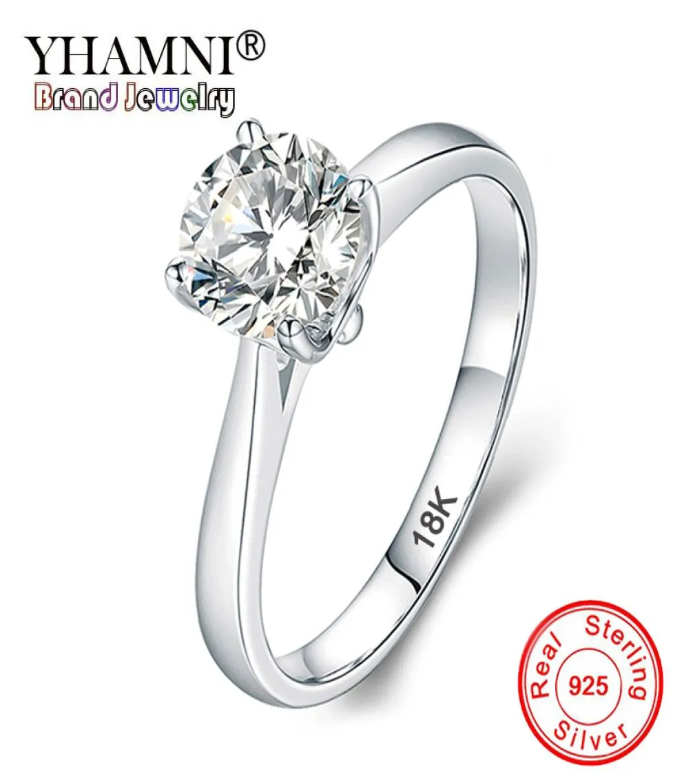 Yhamni Luxury 18K White Gold Rings Silver 925 Gioielli Famiglia nuziale per donne 20ct Lab Diamond Engagement Ring3230524
