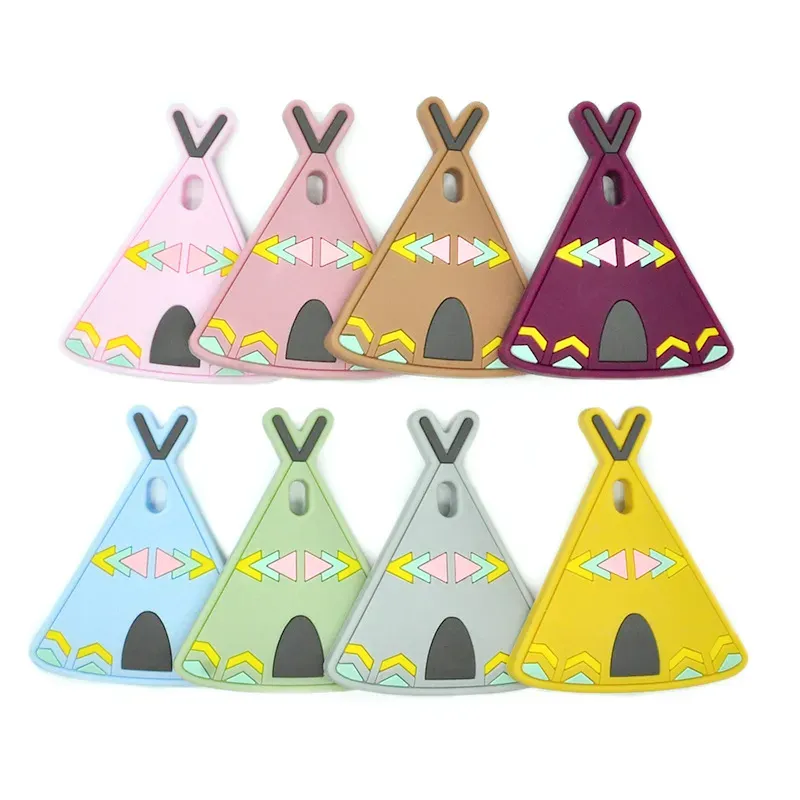 Teepee Teether BPA Free Silicone Tipi Teething Chewable Nursing DIY Necklace Baby Pacifier Dummy Pendants Toy Accessories