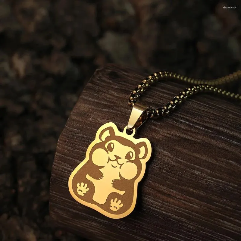 Colliers pendants Todorova Chubby Cheek Hamster Collier en acier inoxydable Bijoux animal mignon pour femmes Men Girth