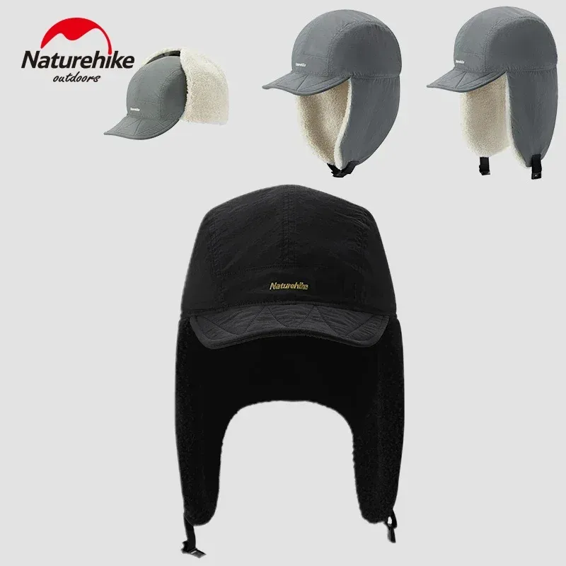 Caps Naturehike 2023 Nuovo Cappello da campeggio invernale Berber Flying Cap volante Warm Aviator Pilot Hat Termica Agnello artificiale Agnello Down Cap escursioni