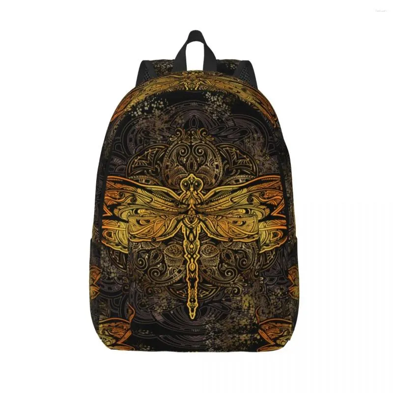 Sac à dos carbag d'étudiant Golden Dragonfly Mandala Author-Bag School