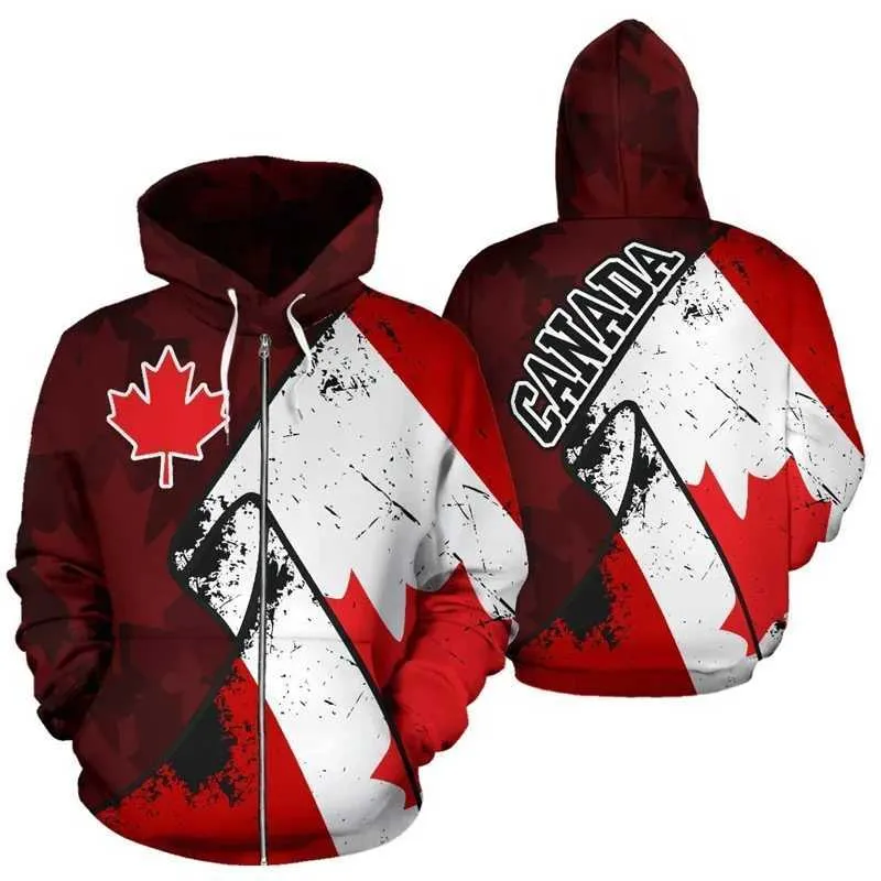 Herrtröjor tröjor Kanada Moose Hoodie Canada är i mitt DNA 3D -tryckta dragkedja Hoodies Men Women Fashion Street Sweatshirts Pullover New Y2K Clothes 240424