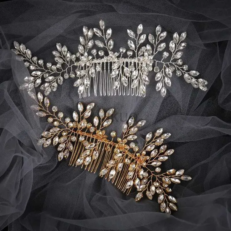 Wedding Hair Jewelry High Quality Fashion Rhinestone Flower Wedding Bridal Handmade Hair Combs d240425