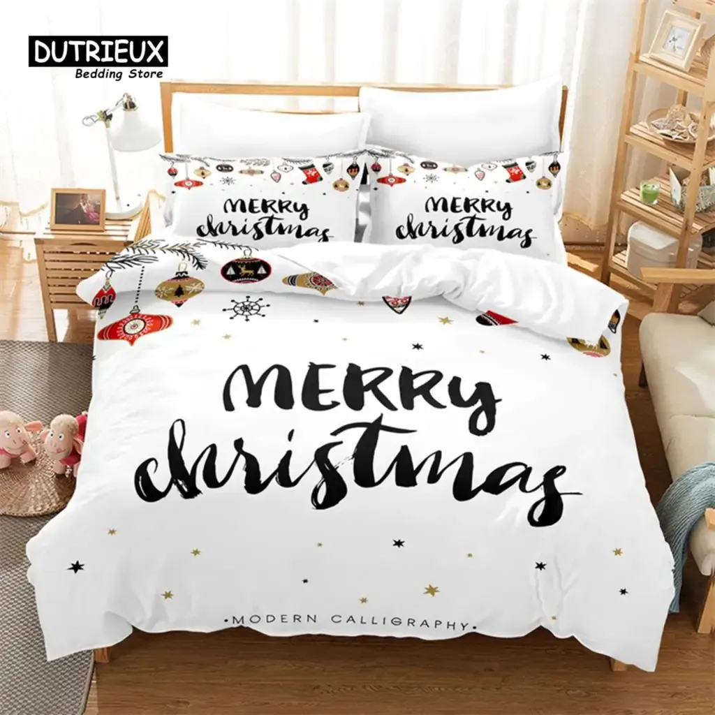 Set set di biancheria da letto di Natale 3D Digital Stampa, Cover del piumone Merry Christmas, Linen, Queen Size, Fashion Design