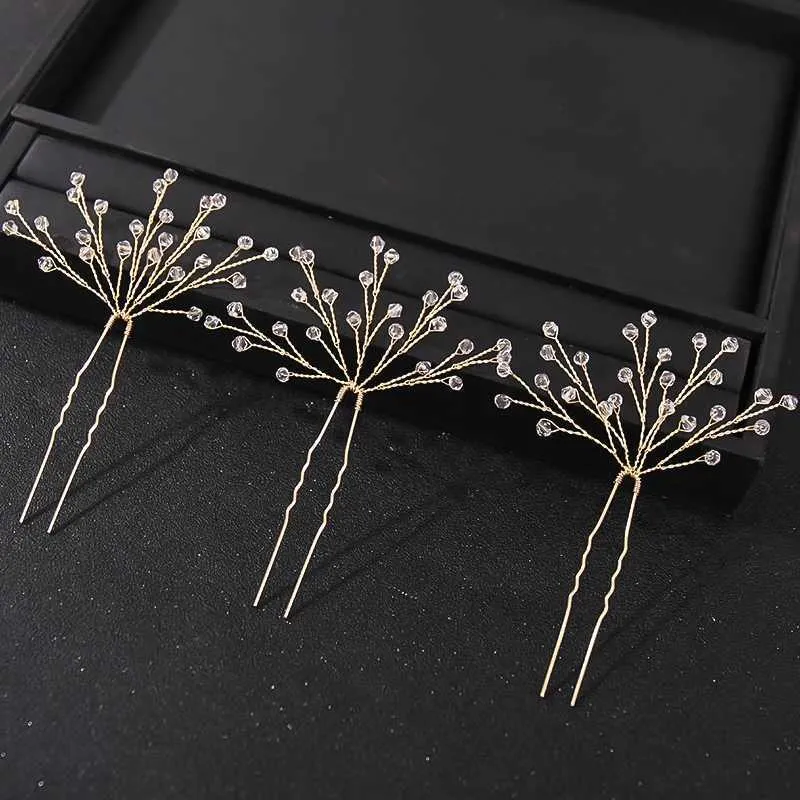 Fjug Wedding Hair Bineliry Fashion Crystal Pearl Rhinestone HairPins Stick Hair Clip dla kobiet Bridal Hair Akcesoria Party Wedding Hair Clips Jewelry D240425