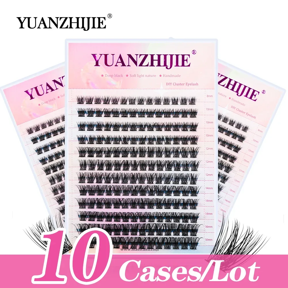 Wimpern Yuanzhijie Hot Selling 10 -Case/Lot DIY Cluster Wimpern Erweiterungen 12 Zeilen Flauschige falsche Wimpernverlängerungen Hochwertiges Make -up